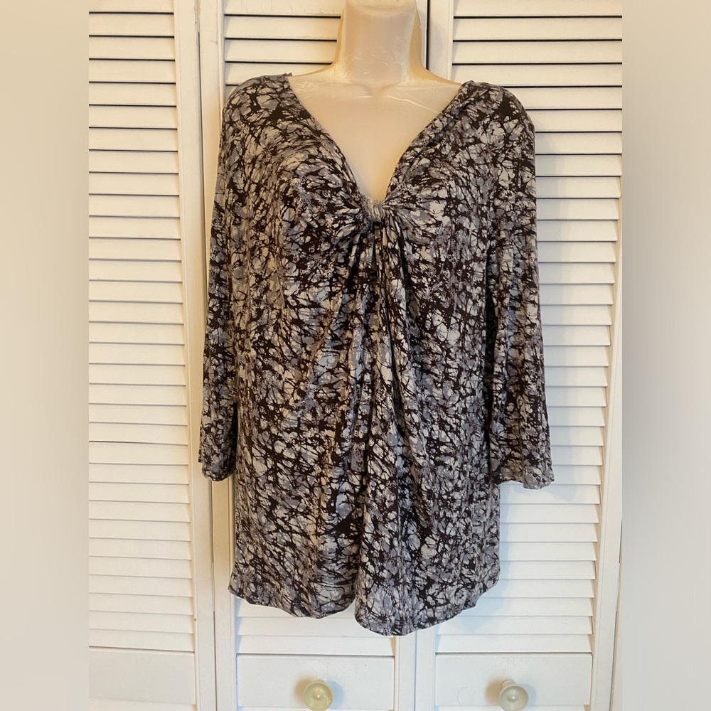 Michael Kors Womens Abstract Blouse XL Stretch Artsy Whimsigoth Boho Romantic